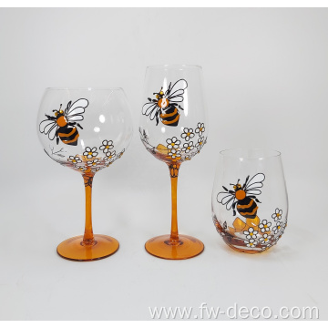 customized hand painting wine glass set